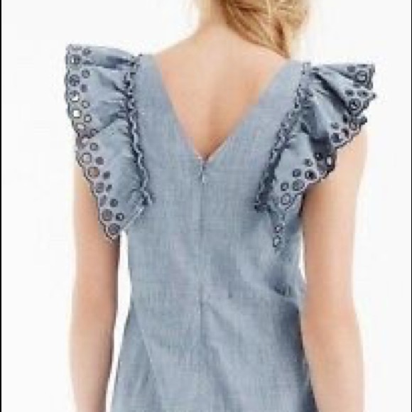 Like New J. Crew Torrey Chambray Ruffle Dress - Picture 5 of 10
